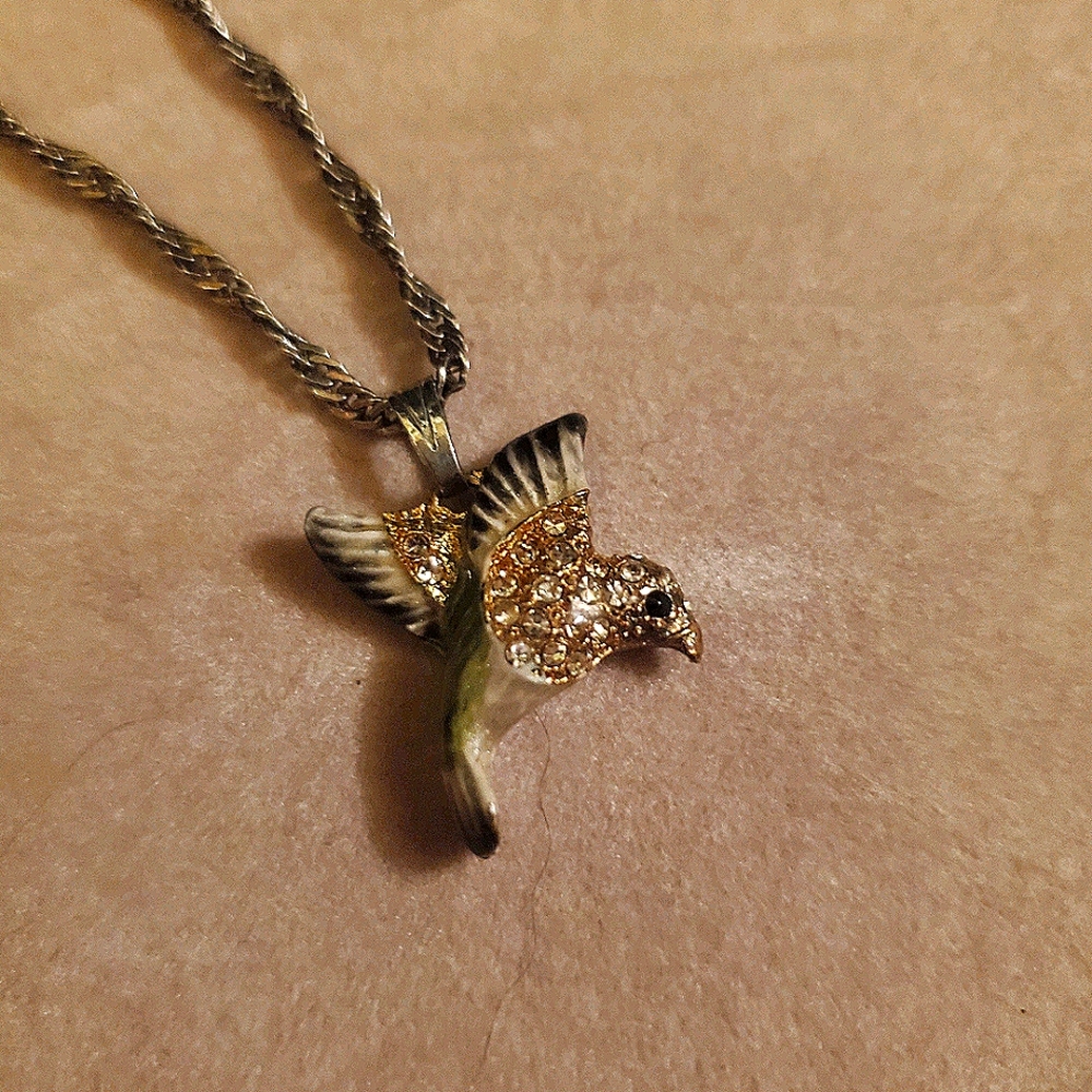Rhinestone Flying Bird Necklace